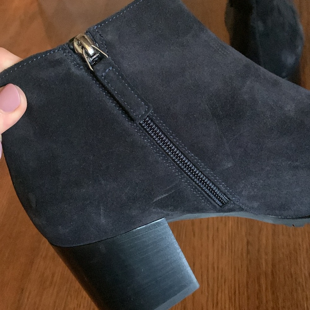 New Aquatalia Charlotte Leather Suede Block Heel Ankle Boots - Picture 4 of 9